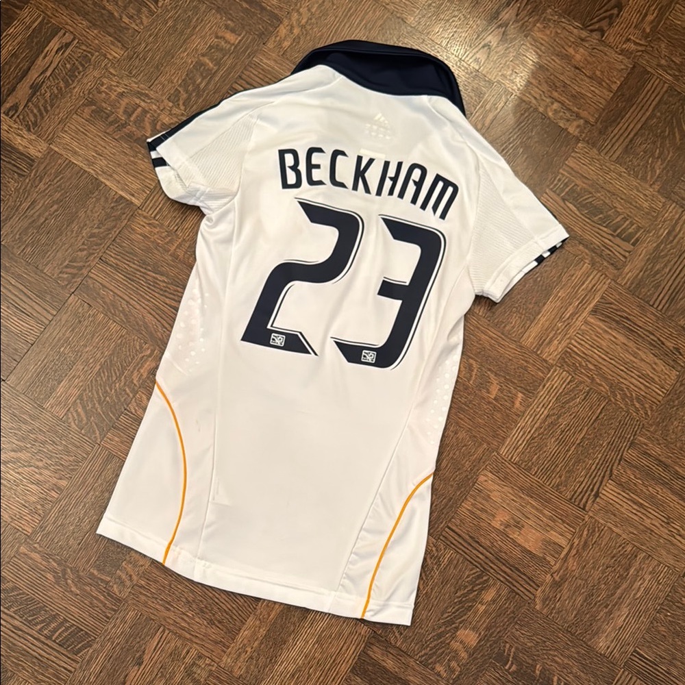 Adidas White and Navy Beckham LA Galaxy Jersey XS - Picture 2 of 7